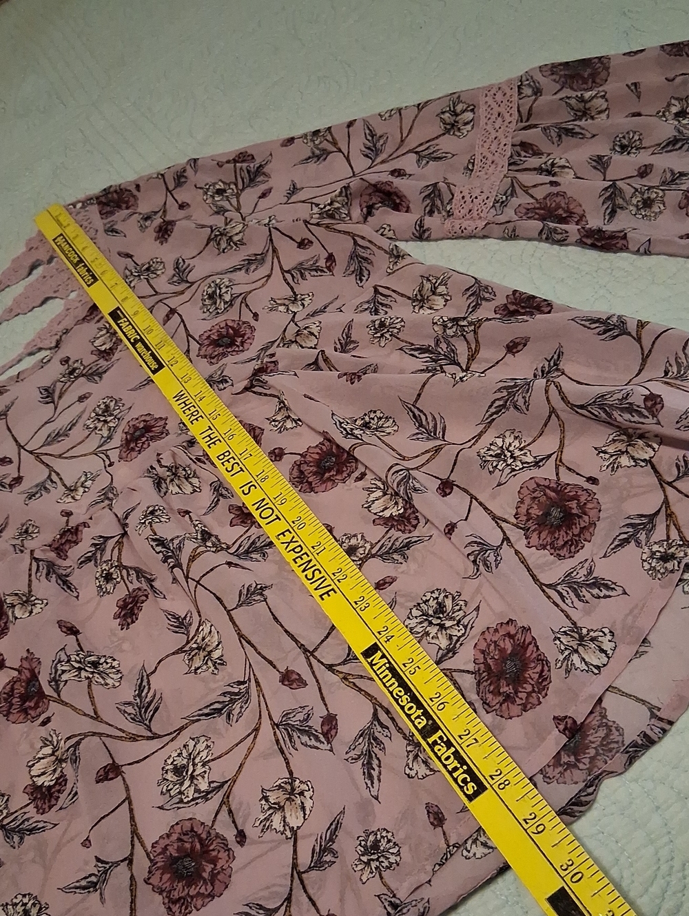 Floral Lace-Trim Pink Peasant Blouse - Picture 7 of 8